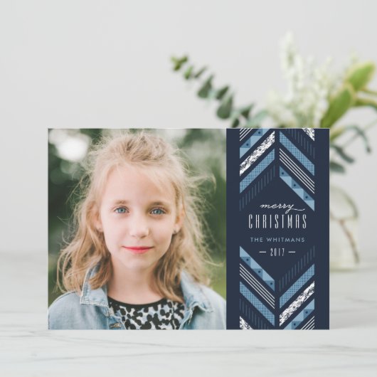 Carte de vacances Herringbone Band - Denim (Debout devant)