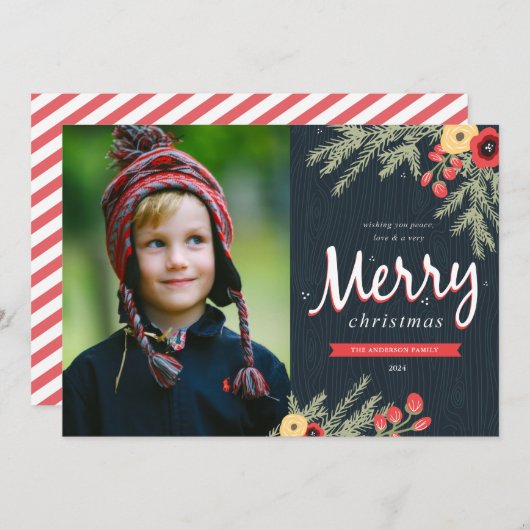 Carte de vacances hiver Foliing (Devant / Derrière)