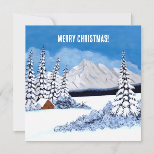 Carte de vacances hivernale enneigée (Devant)