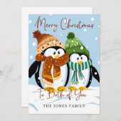 Carte de vacances hivernales pour les pingouins de (Devant / Derrière)