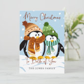 Carte de vacances hivernales pour les pingouins de (Debout devant)