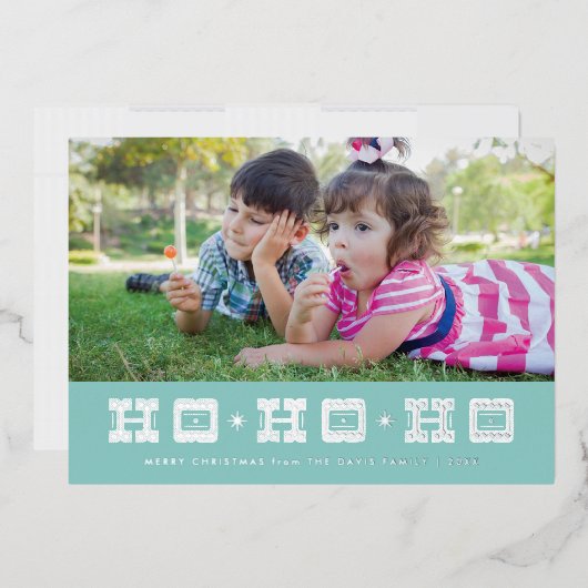 Carte de vacances Ho Ho Ho Ho Typographique Foil - (Enveloppe)