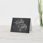 Carte de vacances Holly Jolly Chalkboard<br><div class="desc">Holly Jolly écrit dans sparkles décore cette carte de vacances en tableau noir.</div>