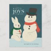Carte de vacances illustrée Bunny et Snowman (Devant)