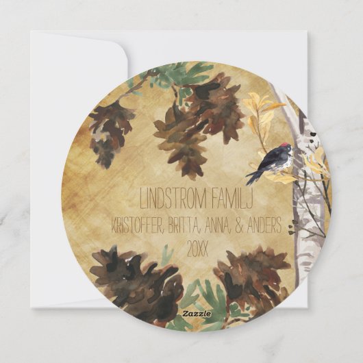 Carte de vacances internationale Pine Cones and Bi (Dos)