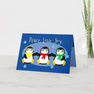 Carte de vacances jolie avec 3 pingouins