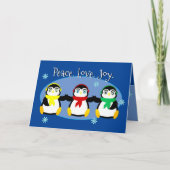 Carte de vacances jolie avec 3 pingouins (Devant)