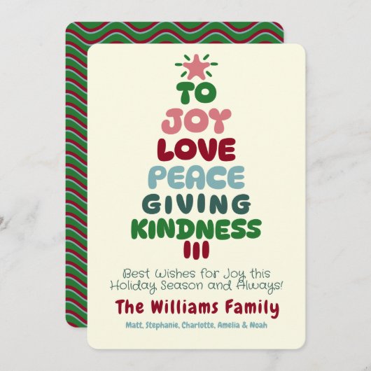 Carte de vacances Jove Love Peace Tree (Devant / Derrière)