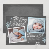 Carte de vacances Joy Peace Love Chalkboard 2-Phot (Devant / Derrière)