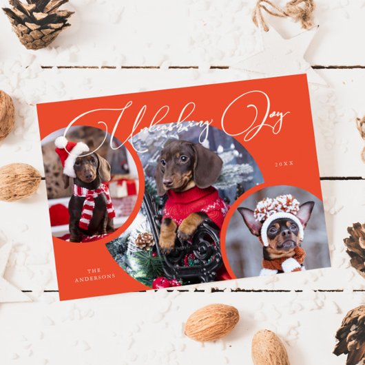 Carte de vacances Joy Retro Red Dog Photo