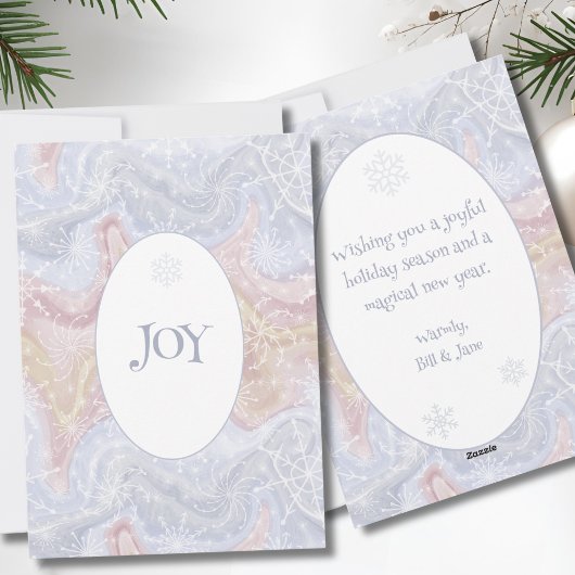 Carte de vacances JOY Snowflake – Message personna