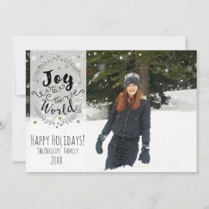 Carte de vacances Joy to the World Rustic Silver G
