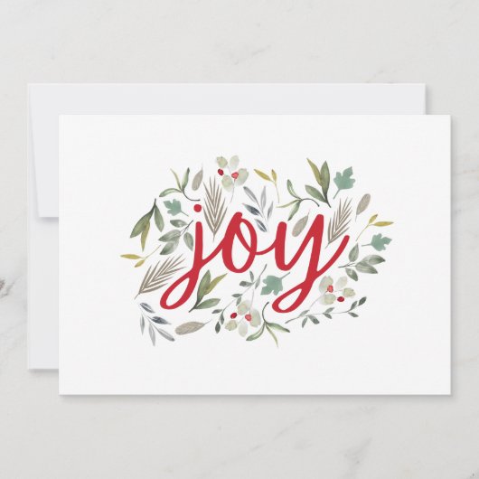 Carte de vacances Joy Watercolor Floral Red Script (Devant)