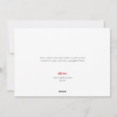 Carte de vacances Joy Watercolor Floral Red Script (Dos)