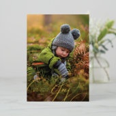 Carte de vacances joyeuse avec photo et écriture à (Debout devant)