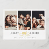 Carte de vacances Joyeuse et brillante 3 Photo Gol (Recto)