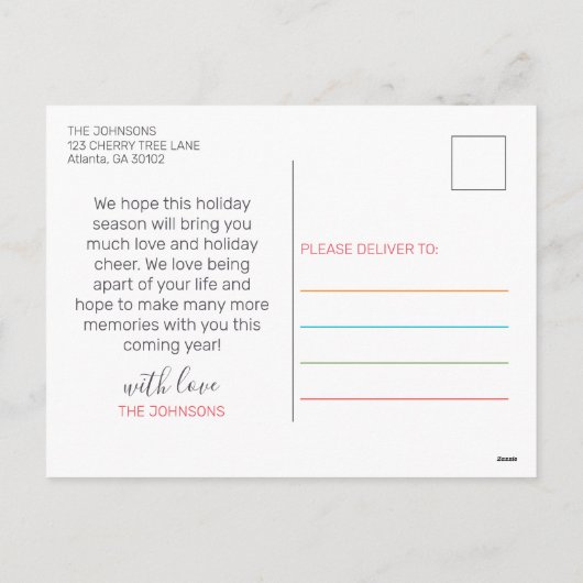 Carte de vacances Joyeuse et brillante famille de  (Dos)