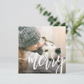 Carte de vacances Joyeux blanc carré (Debout devant)