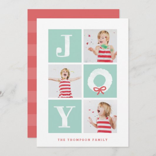 Carte de vacances Joyeux Blanc Wreath de Noël Mult (Devant / Derrière)