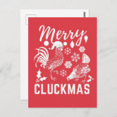 Carte de vacances Joyeux Cluckmas Poulet (Devant / Derrière)