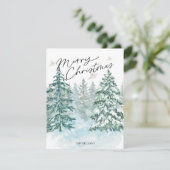 Carte de vacances Joyeux Noël de la forêt d'aquare (Debout devant)