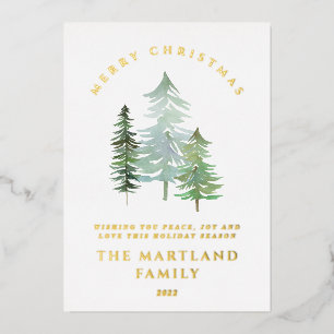 Carte de vacances Joyeux Noël de la forêt d'aquare
