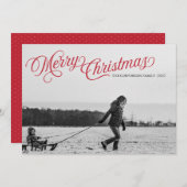 Carte de vacances Joyeux Noël Joyeux Script rouge (Devant / Derrière)