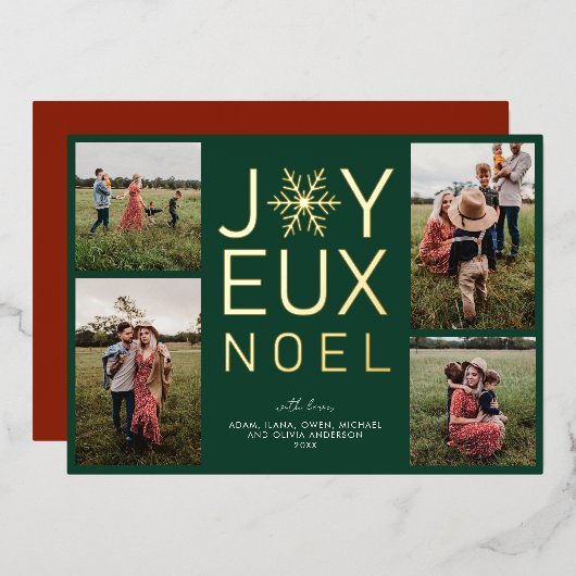 Carte de vacances Joyeux Noel moderne et élégant F (Recto/Verso)
