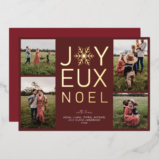 Carte de vacances Joyeux Noel moderne et élégant F (Recto/Verso)