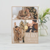 Carte de vacances Joyeux Noël moderne Grille photo (Debout devant)