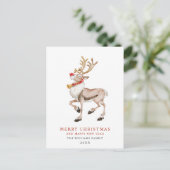 Carte de vacances Joyeux Noël Reindeer aquarelle (Debout devant)