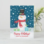 Carte de vacances joyeux Noël Snowman hiver (Debout devant)
