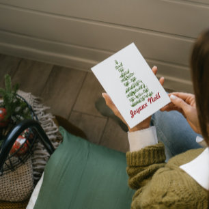 Carte de vacances Joyeux Noël Vintage Bird Tree