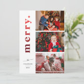 Carte de vacances Joyeux Ombre Rouge photo moderne (Debout devant)