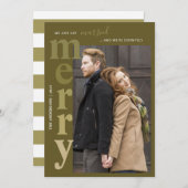 Carte de vacances juste mariée et joyeuse photo (Devant / Derrière)