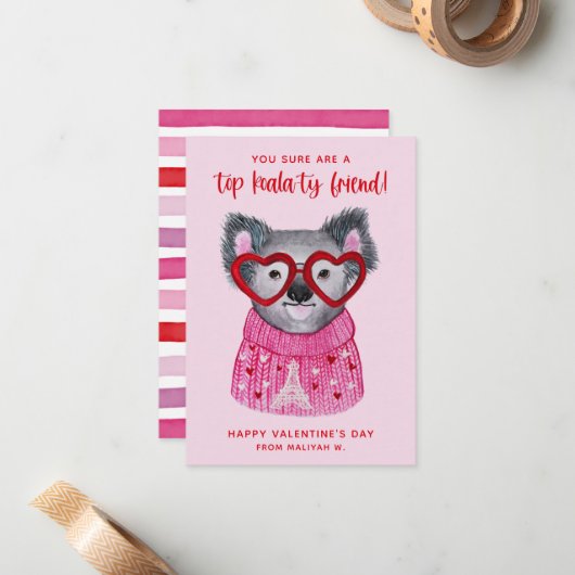 Carte de vacances Koala Kids Valentine (Devant/Arrière en situation)