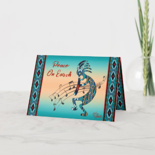 Carte de vacances Kokopelli turquoise