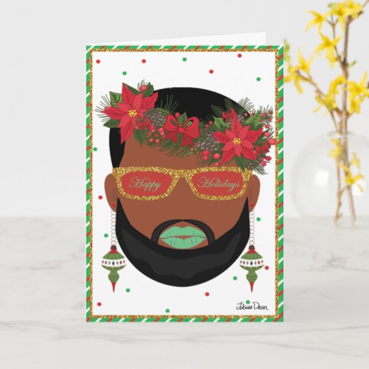 Carte de vacances LGBTQ Beard (Fleur jaune)