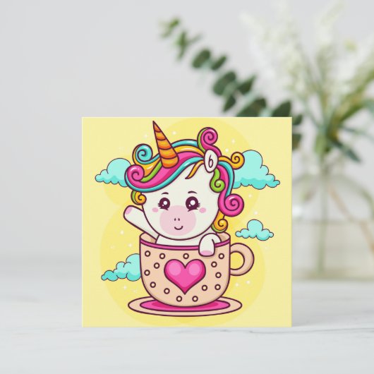 Carte de vacances Licorne (Debout devant)