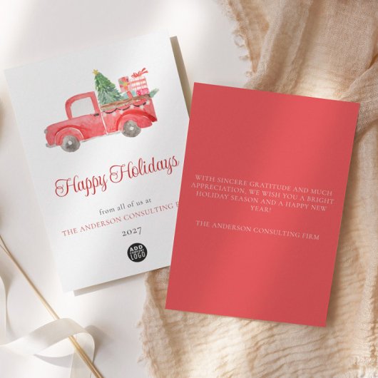 Carte de vacances Logo d'aquarelle d'entreprise