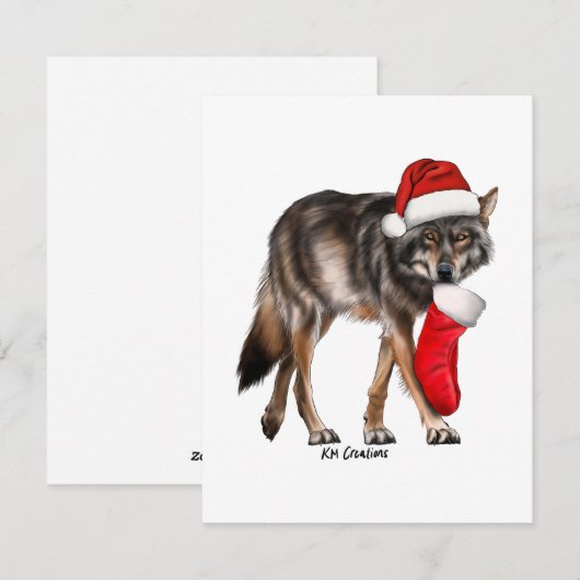 Carte de vacances - Loup (Devant / Derrière)