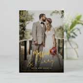 Carte de vacances Marié & Joyeux Noël Foil (Debout devant)