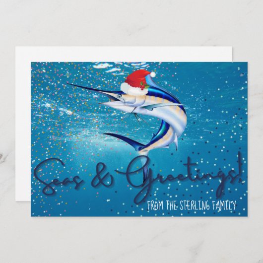 Carte de vacances Marlin Fishing (Devant / Derrière)