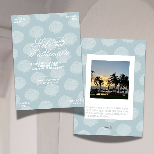 Carte de vacances Mele Kalikimaka moderne Blue Sea