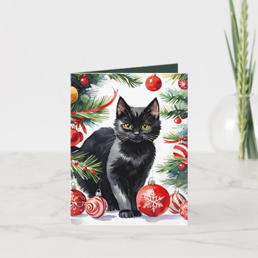 Carte de vacances Meowy Christmas Kitten Watercolo (Devant)