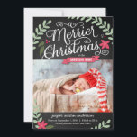 Carte de vacances Merrier Christmas Faire-part de<br><div class="desc">Doux et plein de charme,  ce faire-part de naissance photo moderne est le moyen parfait pour présenter le plus récent membre de votre famille. Couleur personnalisée disponible sur demande.</div>
