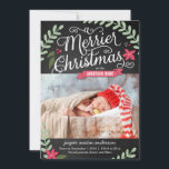 Carte de vacances Merrier Christmas Faire-part de<br><div class="desc">Doux et plein de charme,  ce faire-part de naissance photo moderne est le moyen parfait pour présenter le plus récent membre de votre famille. Couleur personnalisée disponible sur demande.</div>