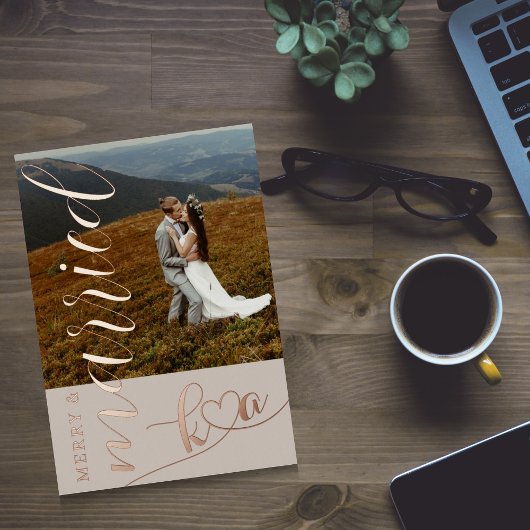 Carte de vacances Merry & Married Mariage Foil