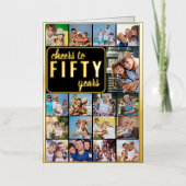 Carte De Vacances Métallisée 50e anniversaire Photo Collage encourage à 50 ans (Recto)