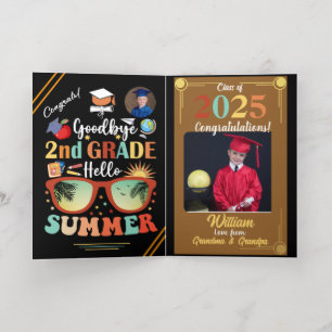 Carte De Vacances Métallisée Adieu 2e année Bonjour Graduation d'été personnali